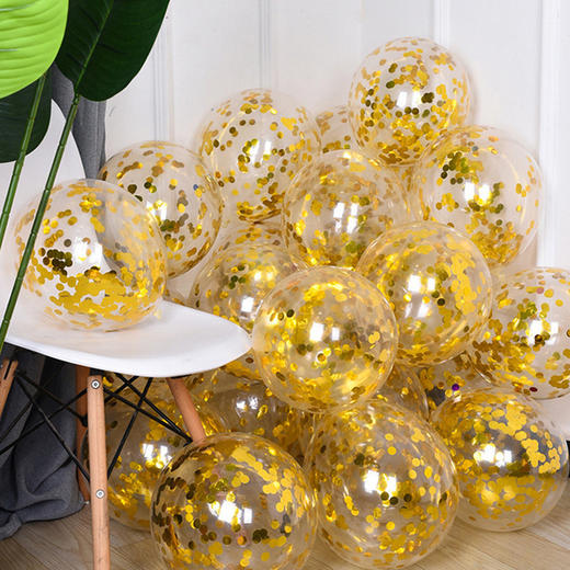 网红10寸加厚乳胶气球透明金亮片布置气球 商品图0