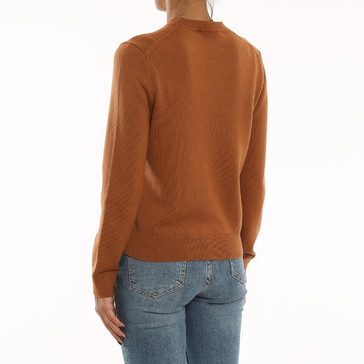 KENZO 高田贤三 女士字母徽标提花羊毛长袖针织衫 深咖色 FB62 PU639 3LA 15 商品图2