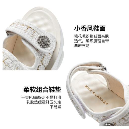 ZHR则则小香风凉鞋女厚底魔术贴运动凉鞋2024新款时尚外穿沙滩鞋 商品图5