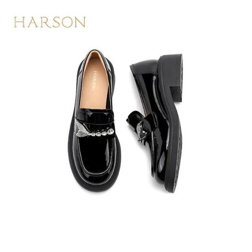 【女鞋好货节】BF楼HARSON哈森HS247901-黑色羊皮革新品乐福鞋 商品图3