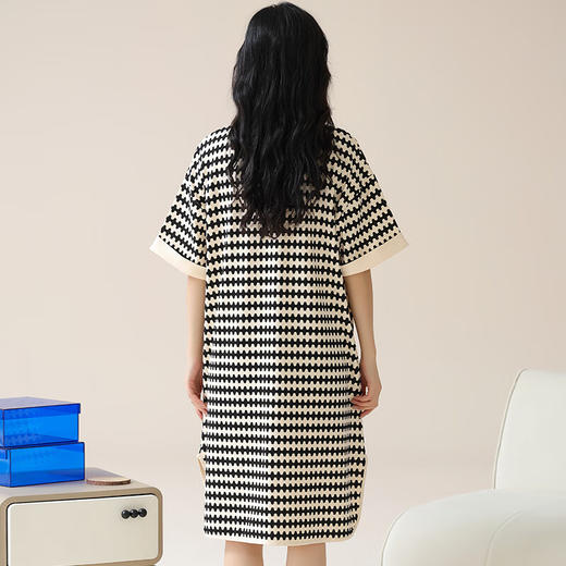 可人儿夏季纯棉睡衣女夏天薄款全棉休闲格子睡裙少女家居服连衣裙 商品图5