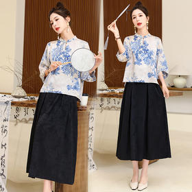 气质休闲，新中式宽松舒适套装裙HR-XX662