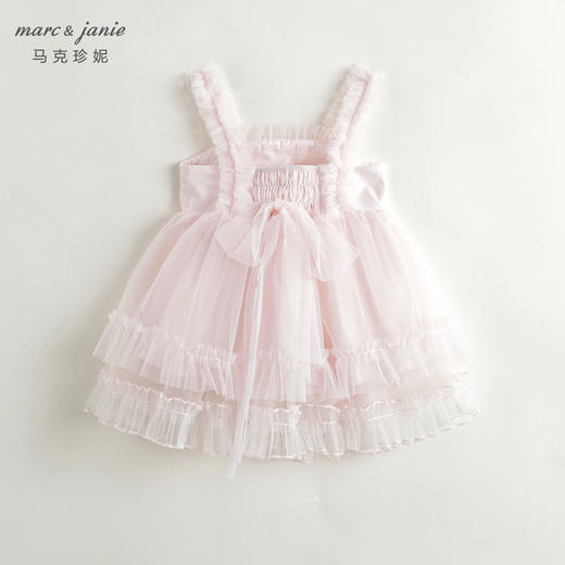 马克珍妮2024年夏装新款 女童甜美蝴蝶结吊带网纱连衣裙 240871 商品图2