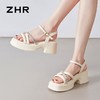 ZHR则则时尚百搭闪亮一字细带凉鞋厚底时装凉鞋沙滩女鞋简约凉鞋 商品缩略图4