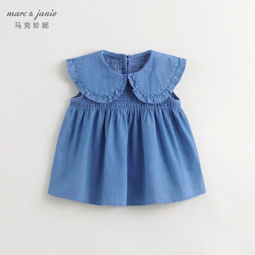 马克珍妮女童娃娃领无袖牛仔衬衫儿童衬衣上衣2024夏装新款240697 商品图1