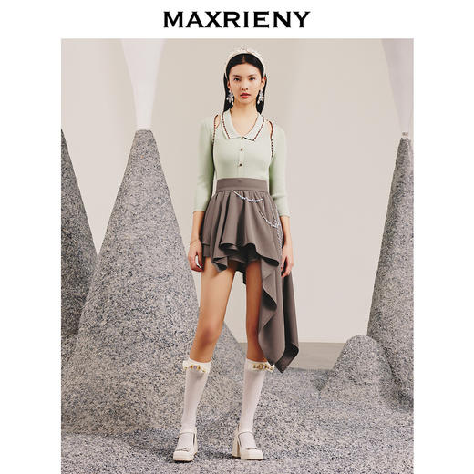 【商场同款】MAXRIENY不规则水滴链设计感半裙高腰A字裙春款(货号:MC88PA025) 商品图1