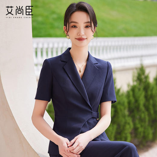 艾尚臣西装套装女教师白领休闲夏季2024新款短袖职场前台职业女装 商品图3
