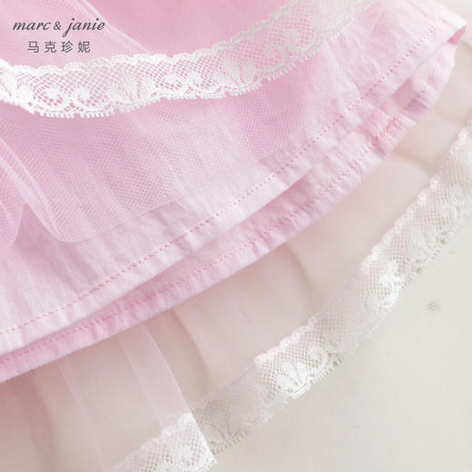 马克珍妮2024年夏装女童蕾丝层叠蝴蝶结飘带网纱蛋糕公主裙240876 商品图6