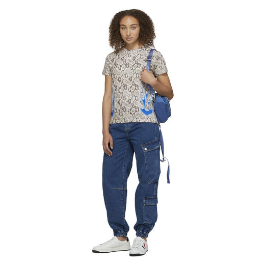 KENZO 高田贤三 女士小虎头徽标贴花休闲牛仔裤 深蓝色 FC52 DP301 6EA 76 商品图3