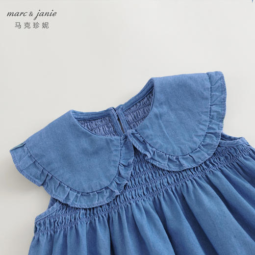 马克珍妮女童娃娃领无袖牛仔衬衫儿童衬衣上衣2024夏装新款240697 商品图3