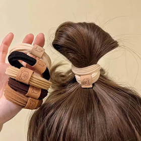 「9.9到手10条装！数色可选」简约高弹力无接缝小熊头绳皮筋女粗款发圈耐用高马尾发绳皮套时尚饰品