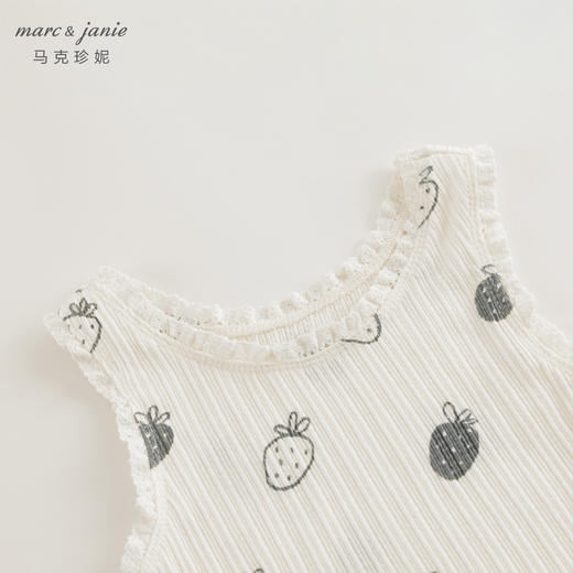 马克珍妮2024年夏装新款 女童甜美爱心满印罗纹纯棉背心 240758 商品图4