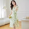 女神范印花真丝雪纺连衣裙女2024夏季新款减龄宽松气质短袖长裙子 商品缩略图1