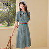 mc2翻领金属爱心牛仔连衣裙女2024夏装新款收腰显瘦甜美减龄洋气 商品缩略图0