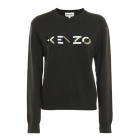 KENZO 高田贤三 女士字母徽标提花羊毛长袖针织衫 灰色 FB62 PU639 3LA 97