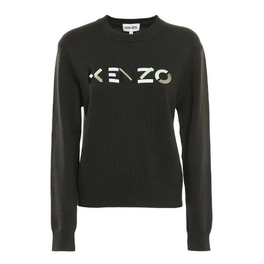 KENZO 高田贤三 女士字母徽标提花羊毛长袖针织衫 灰色 FB62 PU639 3LA 97 商品图0