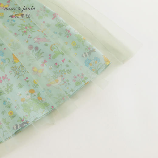 马克珍妮2024年夏装新款女童新中式A版吊带碎花网纱裙240658 商品图5