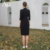 AD气质双排扣西装连衣裙女2024夏季中袖职业装正式场合连身裙黑色 商品缩略图4