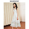 MAXRIENY浪漫花卉提花撞色飘带连衣裙2024夏季新款抹胸吊带长裙(货号:MS85DR010) 商品缩略图1