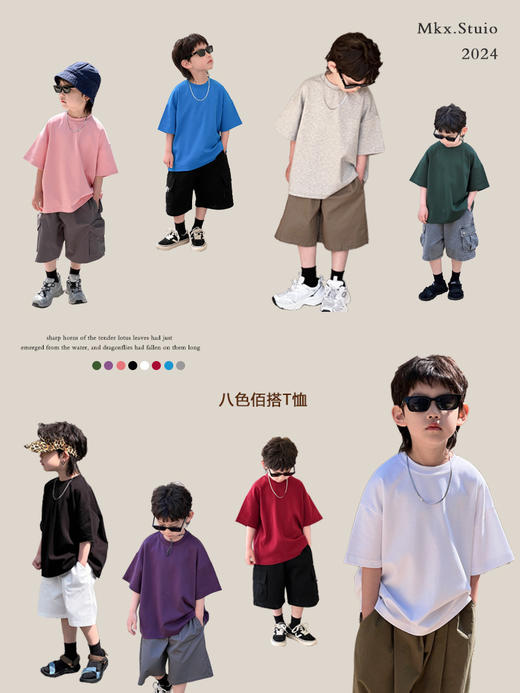【可爱宽松款式，爆款童装T恤！】童装夏装儿童短袖男童T恤，2024夏季新款中大童小男孩潮流宽松上衣-QQ 商品图0