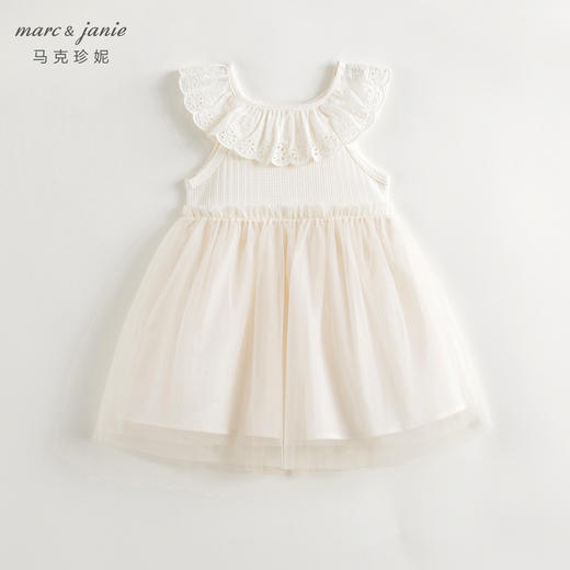 马克珍妮2024年夏装新款 女童镂空花边领网纱连衣裙 240728 商品图1