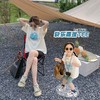 【韩版落肩亲子装，时尚百搭！】2024夏季宽松百搭休闲短袖亲子装，母女装韩版时尚短袖上衣T恤潮款-lm！-ry 商品缩略图0