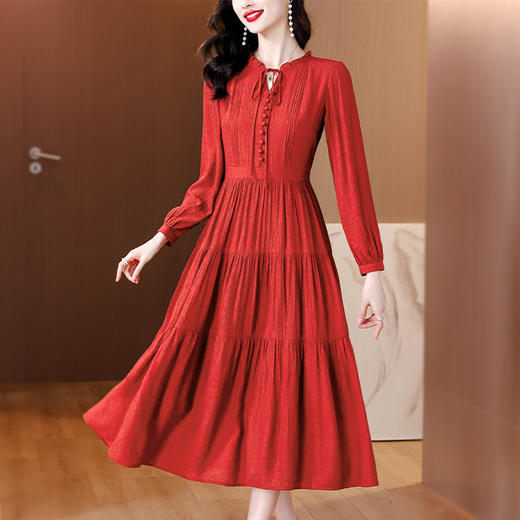 AHM-8265法式优雅红色大摆长裙夏季新款时尚高级感气质显瘦连衣裙 商品图2