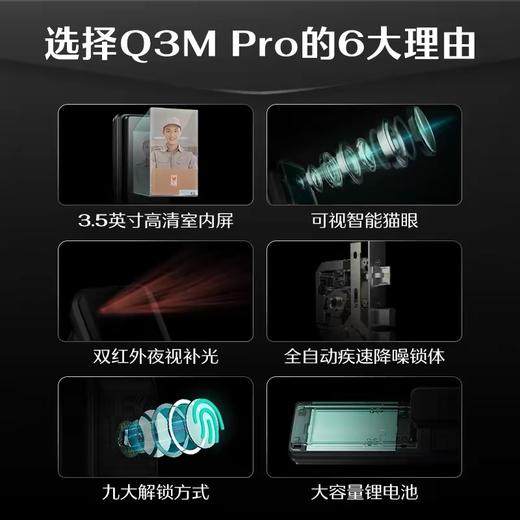 LR【德施曼Q3MPro指纹锁家用防盗密码锁全自动带屏幕可视猫眼】DSM 商品图2