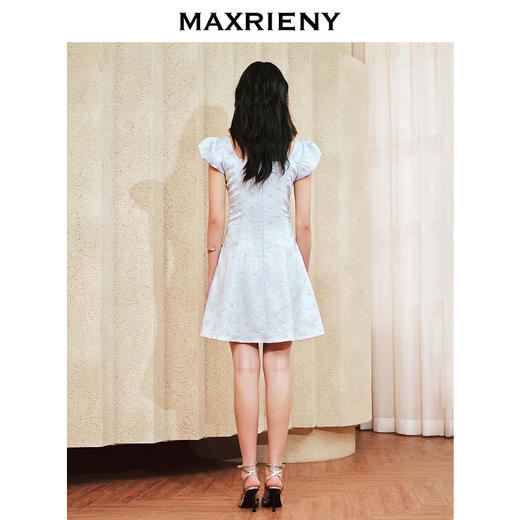 【城市静奢】MAXRIENY气质复古连衣裙夏法式显瘦钉珠褶皱裙子(货号:MS85DR053) 商品图3