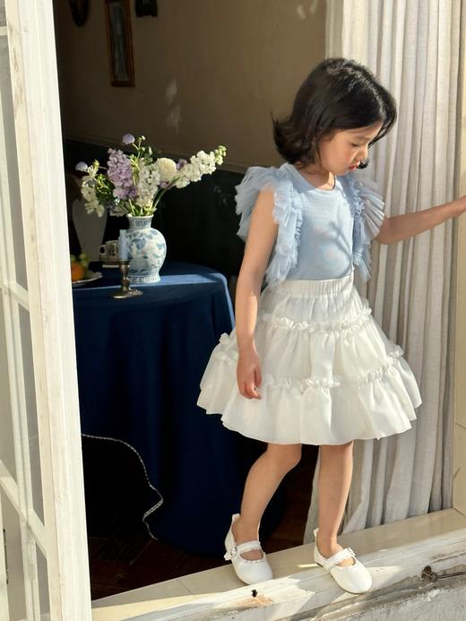 蓝色纱纱飞袖小T恤 商品图3