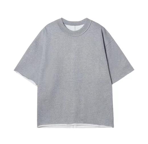 T831夏季时尚新款潮流拼接做旧男女短袖百搭休闲上衣简约宽松T恤 商品图0