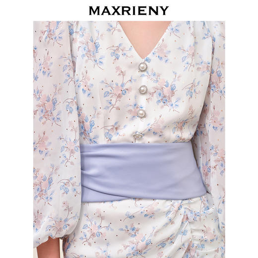 MAXRIENY清新碎花腰封设计感连衣裙收腰显瘦仙美度假风裙子(货号:MS88DR533) 商品图2