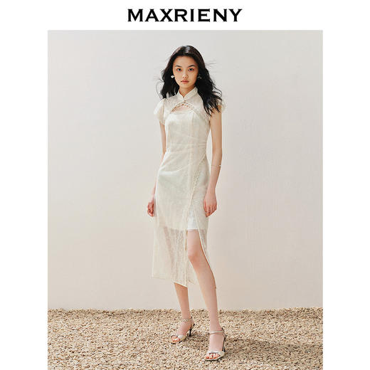 【城市静奢】MAXRIENY国风新中式连衣裙改良旗袍仙美蕾丝裙子(货号:MS85DR082) 商品图2