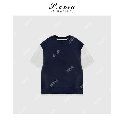 03-4潘依绣丁丁宠粉PanYiXiu/潘依绣【慢慢初夏】学院风简约通勤减龄T恤短裙套装21092T 商品图1