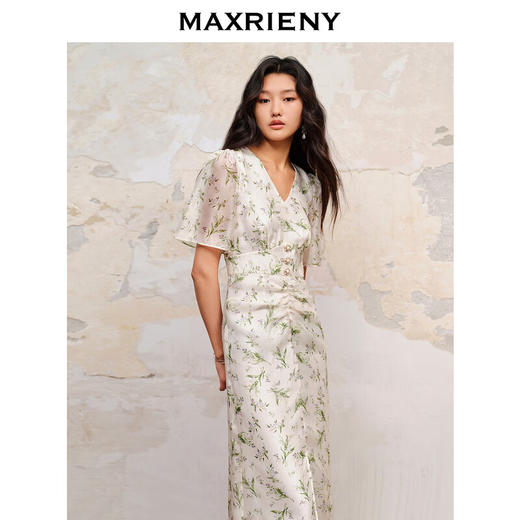 MAXRIENY【商场同款】欧式园艺风铃兰花印花裙子秋季抽褶连衣裙 绿花MAXRIENY【商场同款】欧式园艺风铃兰花印花裙子秋季抽褶连衣裙 绿花 MC88DR627 商品图2