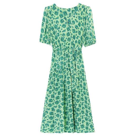 盐系法式复古碎花连衣裙女夏2024新款气质收腰显瘦雪纺初恋长裙子 商品图4