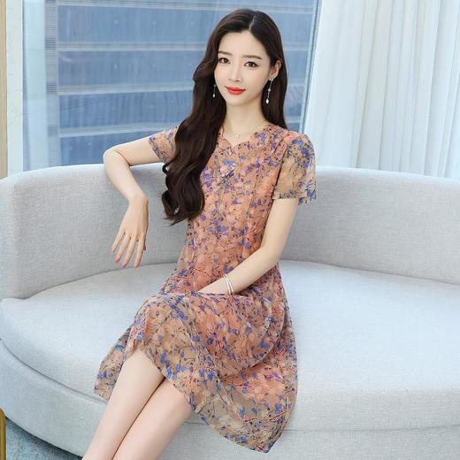 中年妈妈夏装连衣裙洋气新款40岁50中老年女2024夏季气质雪纺裙子 商品图2