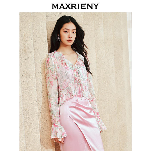 MAXRIENY法式优雅浪漫感碎花外套2024春季新款绑带桑蚕丝上衣女(货号:MS85JA012) 商品图2