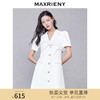 MAXRIENY白色西装裙夏短袖蝴蝶结连衣裙复古中长(货号:MC87DR285) 商品缩略图0
