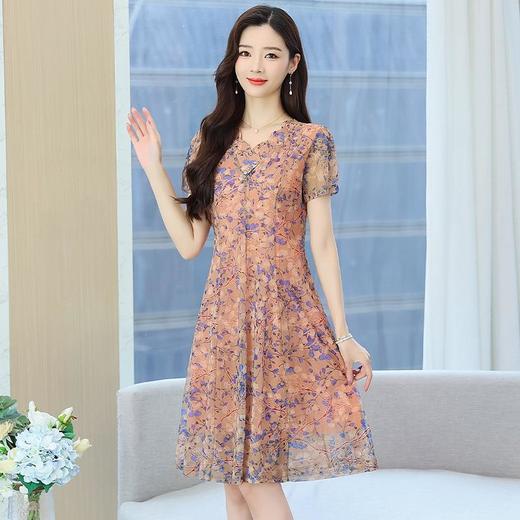 中年妈妈夏装连衣裙洋气新款40岁50中老年女2024夏季气质雪纺裙子 商品图3
