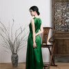 荷言HEYEN新中式绿玉篁时尚浮云纹绿色无袖连衣裙真丝桑蚕丝显瘦长裙 商品缩略图2