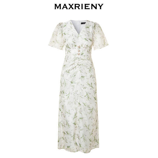 MAXRIENY【商场同款】欧式园艺风铃兰花印花裙子秋季抽褶连衣裙 绿花MAXRIENY【商场同款】欧式园艺风铃兰花印花裙子秋季抽褶连衣裙 绿花 MC88DR627 商品图4