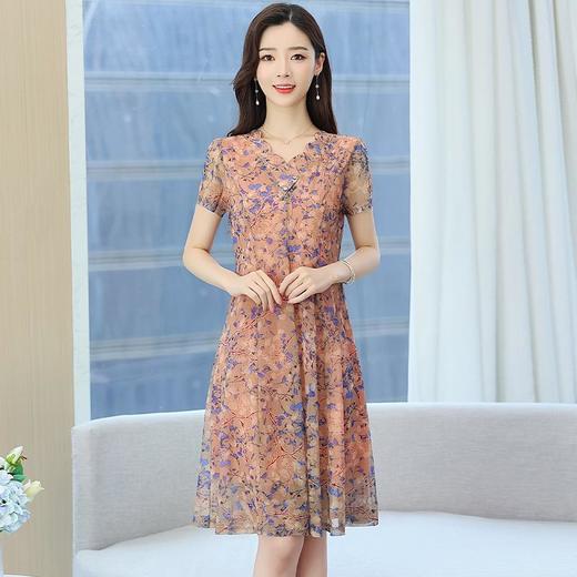 中年妈妈夏装连衣裙洋气新款40岁50中老年女2024夏季气质雪纺裙子 商品图0