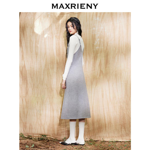 MAXRIENY吊带连衣裙钉珠a字裙设计感复古显瘦格雷系穿搭(货号:MC87DR752) 商品图3