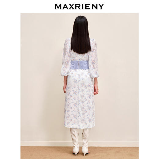 MAXRIENY清新碎花腰封设计感连衣裙收腰显瘦仙美度假风裙子(货号:MS88DR533) 商品图3