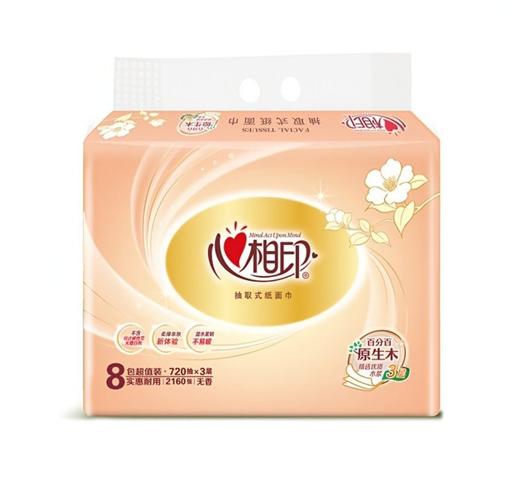 270张*8包/提【实惠耐用】心相印抽取式纸面巾3层*90抽/包 商品图3