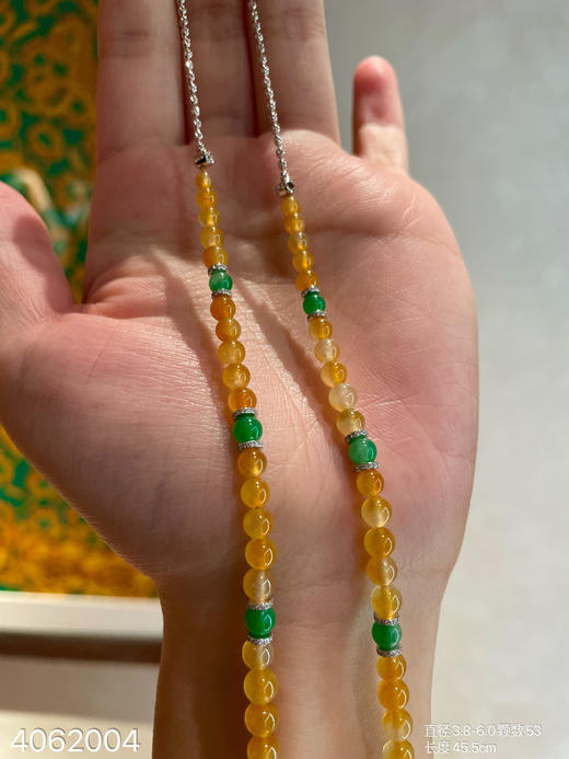 4062004，近玻璃黄翡珠子套链。具体价格微信咨询 商品图1
