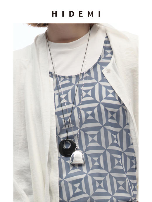 HIDEMI昨日我是月亮系列设计感半月金属链条麂皮绳叠戴项链 商品图7