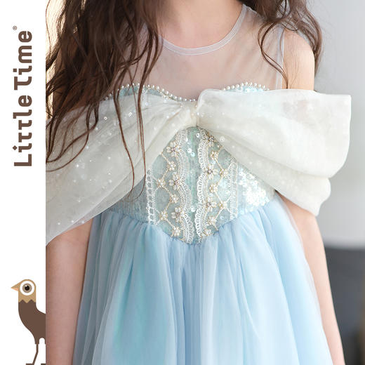 littletime女童连衣裙2024春夏新款短袖中大儿童洋气泡泡袖公主裙 商品图2