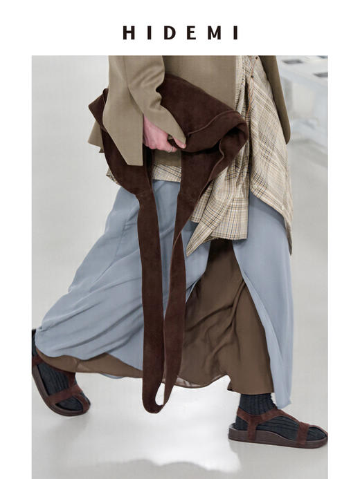 HIDEMI 极简交叉十字带厚底凉鞋 米色蜥蜴纹/乌木棕麂皮/白色羊皮 商品图2